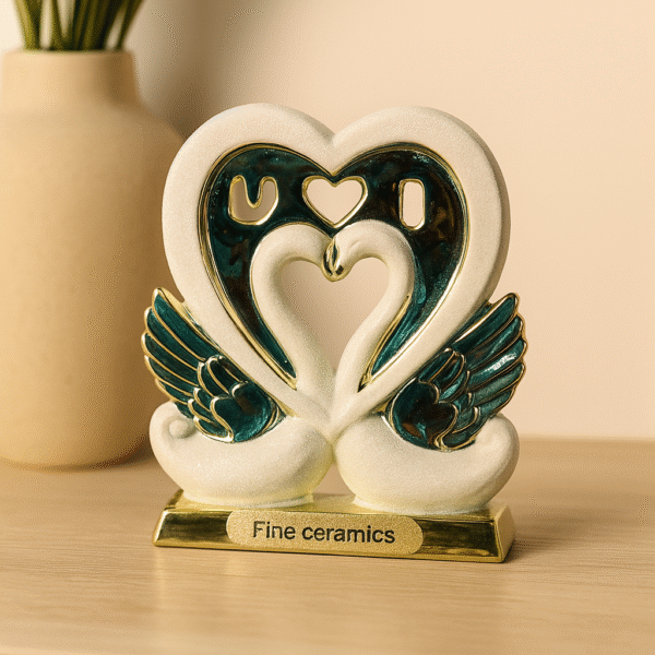 Ceramic Swan Couple Figurine - Love Showpiece