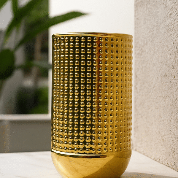 Golden Textured Vase - Modern Metallic Decor