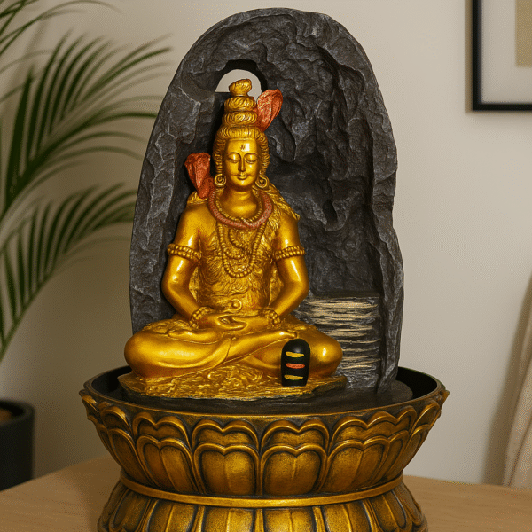 Golden Shiva Water Fountain Decor