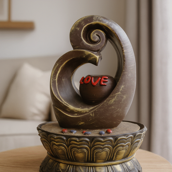 Love Sculpture Water Fountain - Brown Finish