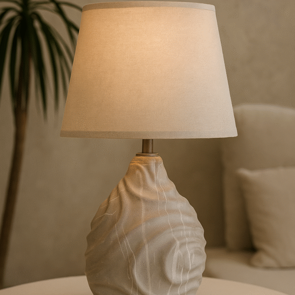 Textured Ceramic Lamp with Fabric Shade