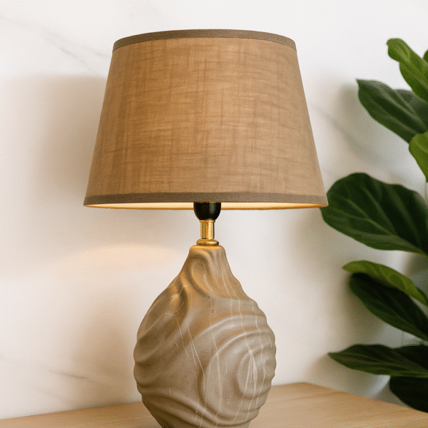 Textured Ceramic Lamp with Linen Shade
