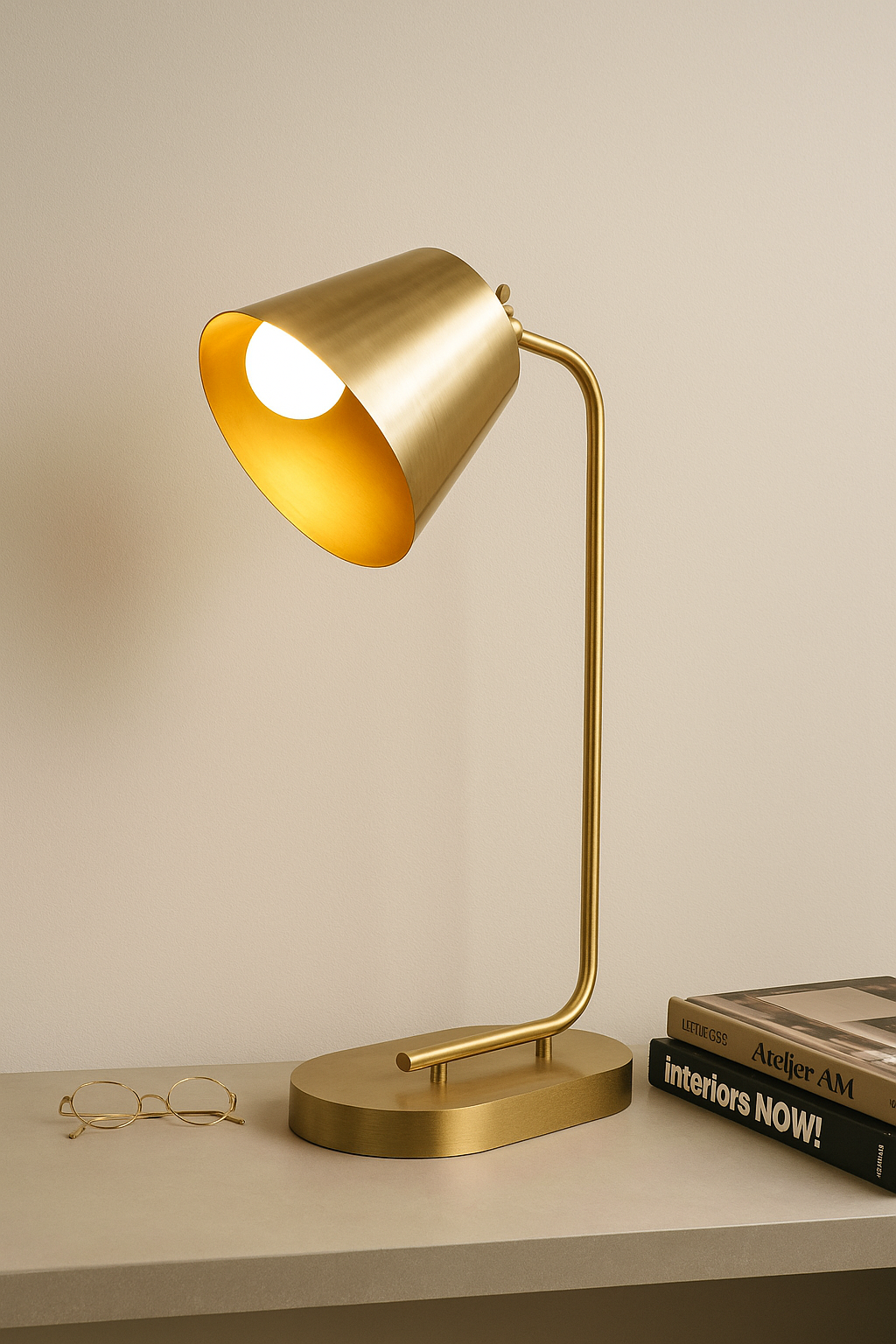 20250904_1445_Sleek20Minimalistic20Lamp_remix_01k4a01nwjfer9ccanrffr13bx.png Adjustable Golden Desk Lamp - Minimalistic Design - Image 1