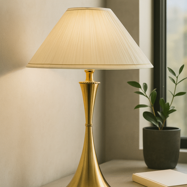 Elegant Brass Table Lamp with Pleated Shade