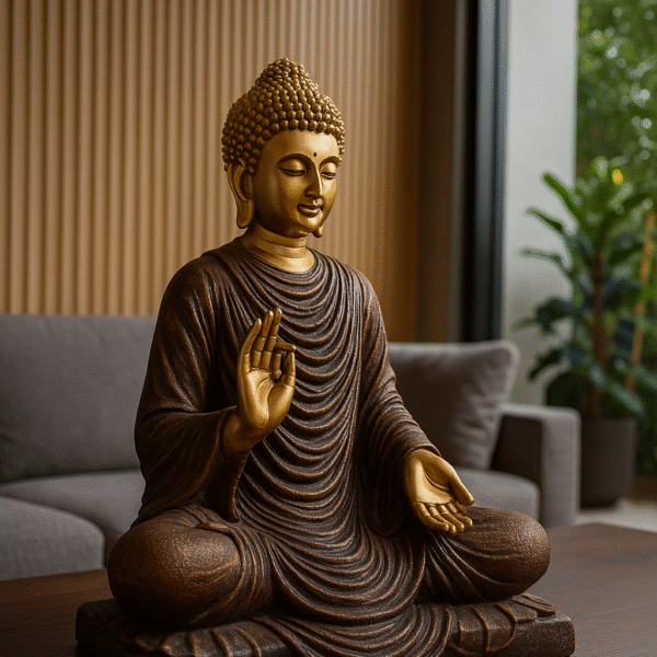 Golden Sitting Buddha Idol - Spiritual Decor