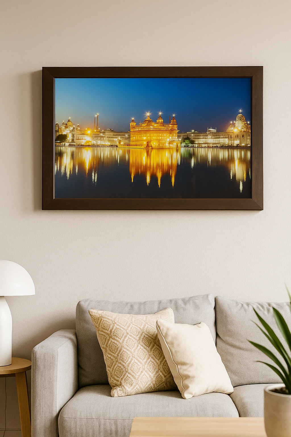 20250904_1501_Framed20Artwork20Showcase_remix_01k4a0yjsef8gafshkag3w0pxm.png Golden Temple Amritsar Wall Frame - Image 1