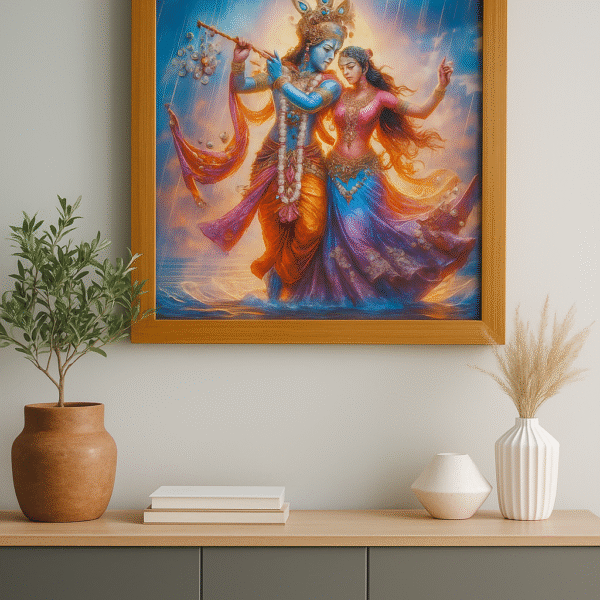 Radha Krishna Wall Painting - Divine Love Theme