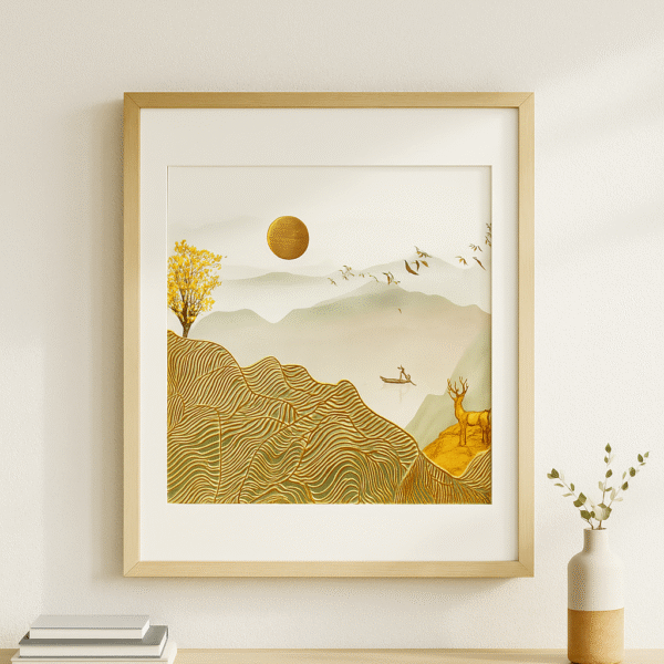 Golden Sunrise Mountain Framed Artwork
