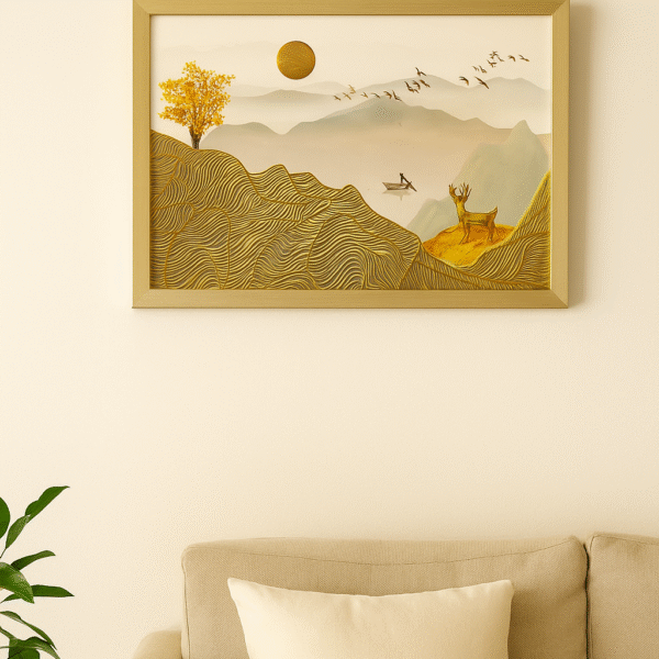 Golden Sunrise Mountain Landscape Painting