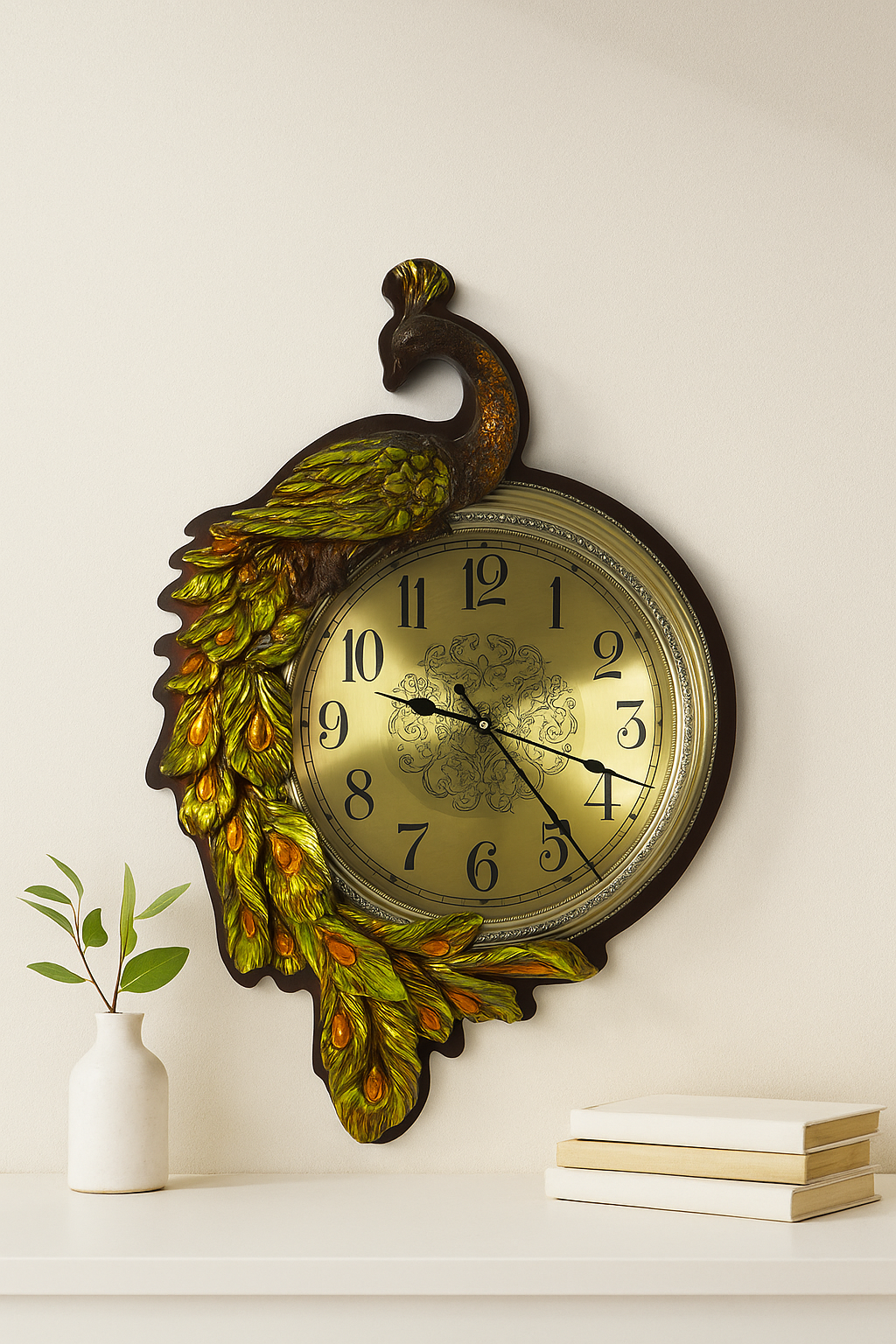 20250906_0102_Peacock20Clock20Showcase_remix_01k4dnr476esmvm1842gz3mhwf.png Peacock Clock Showcase - Image 1