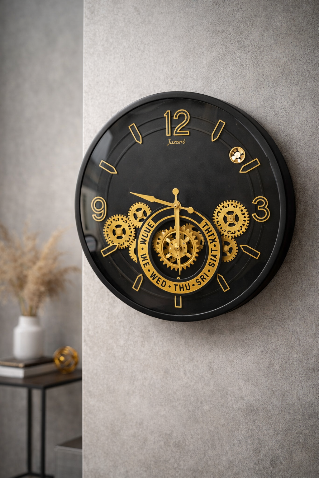 20260301_1518_Image Generation_remix_01kjmcrv65eceb0ag44vxxx4zx Golden Gear Mechanical Wall Clock - Image 1