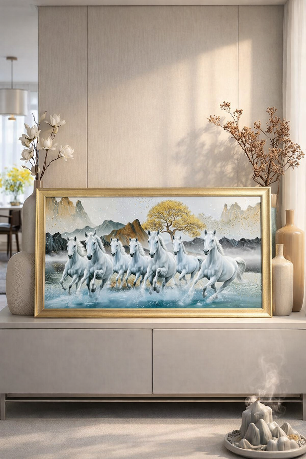 20260301_1521_Modern Product Showcase_remix_01kjmcxtmjfhd80017s9jh73d8 Golden Bodhi Leaf Premium Wall Art - Image 1