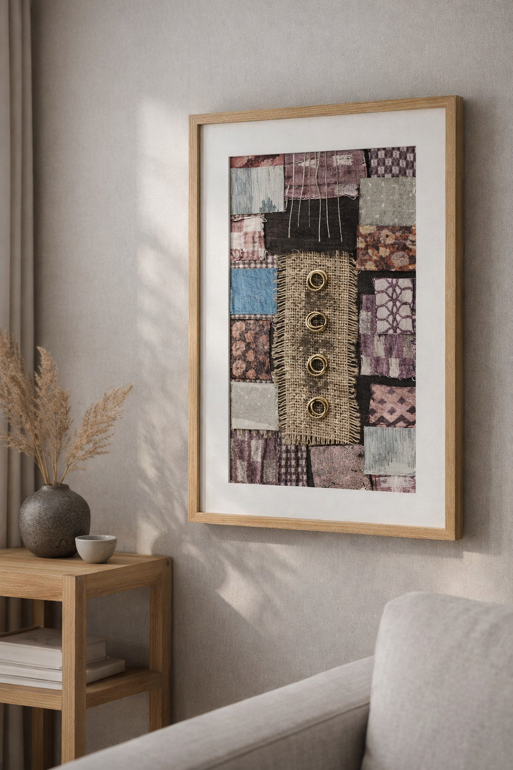 20260301_1523_Image Generation_remix_01kjmd15vefq8agntnnpg1b9n5 Modern Patchwork Wall Frame Decor - Image 1