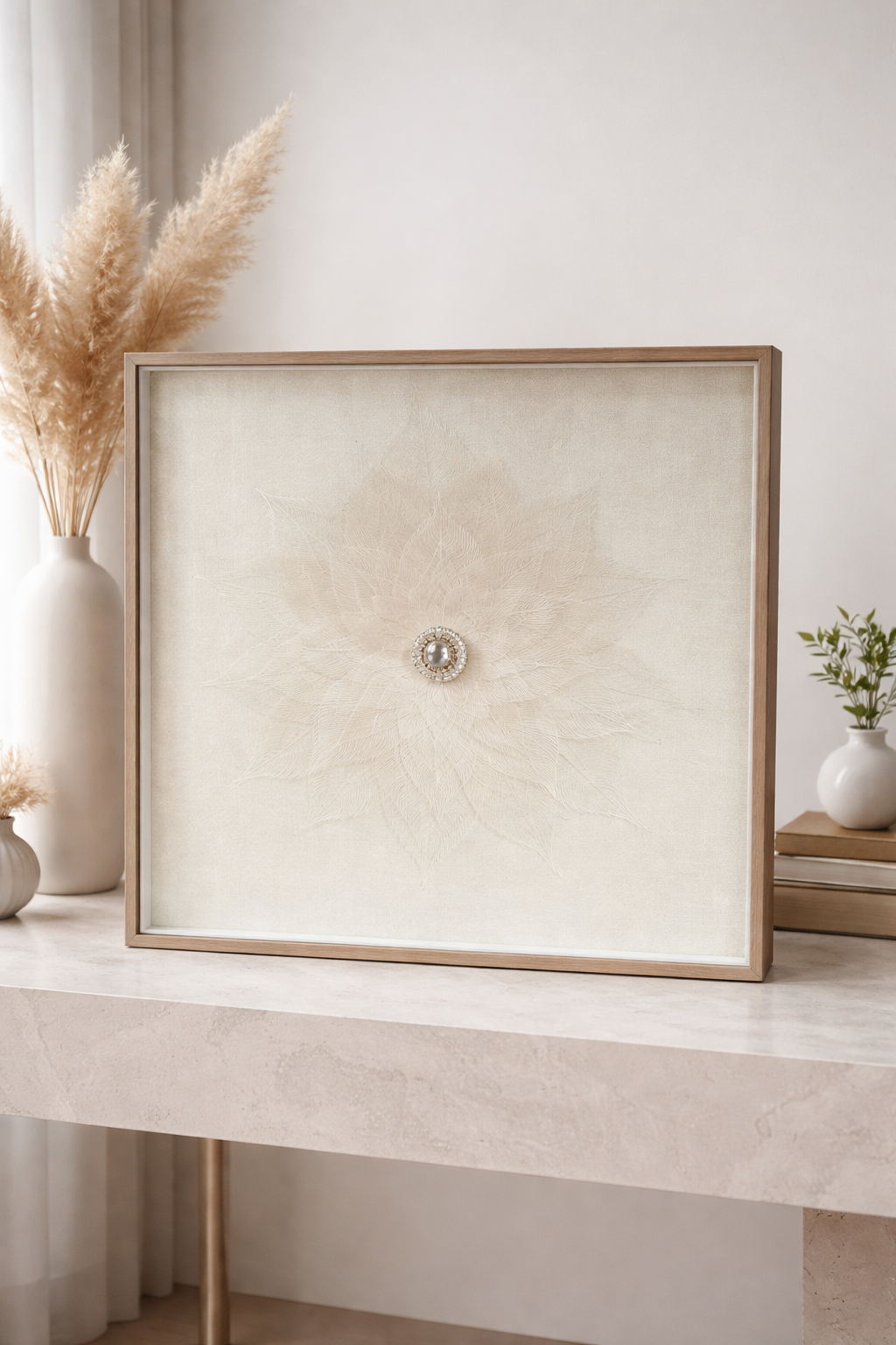 20260301_1523_Image Generation_remix_01kjmd1mq9e15vc9a59k2embj1 Elegant Feather Minimal Wall Art Frame - Image 1