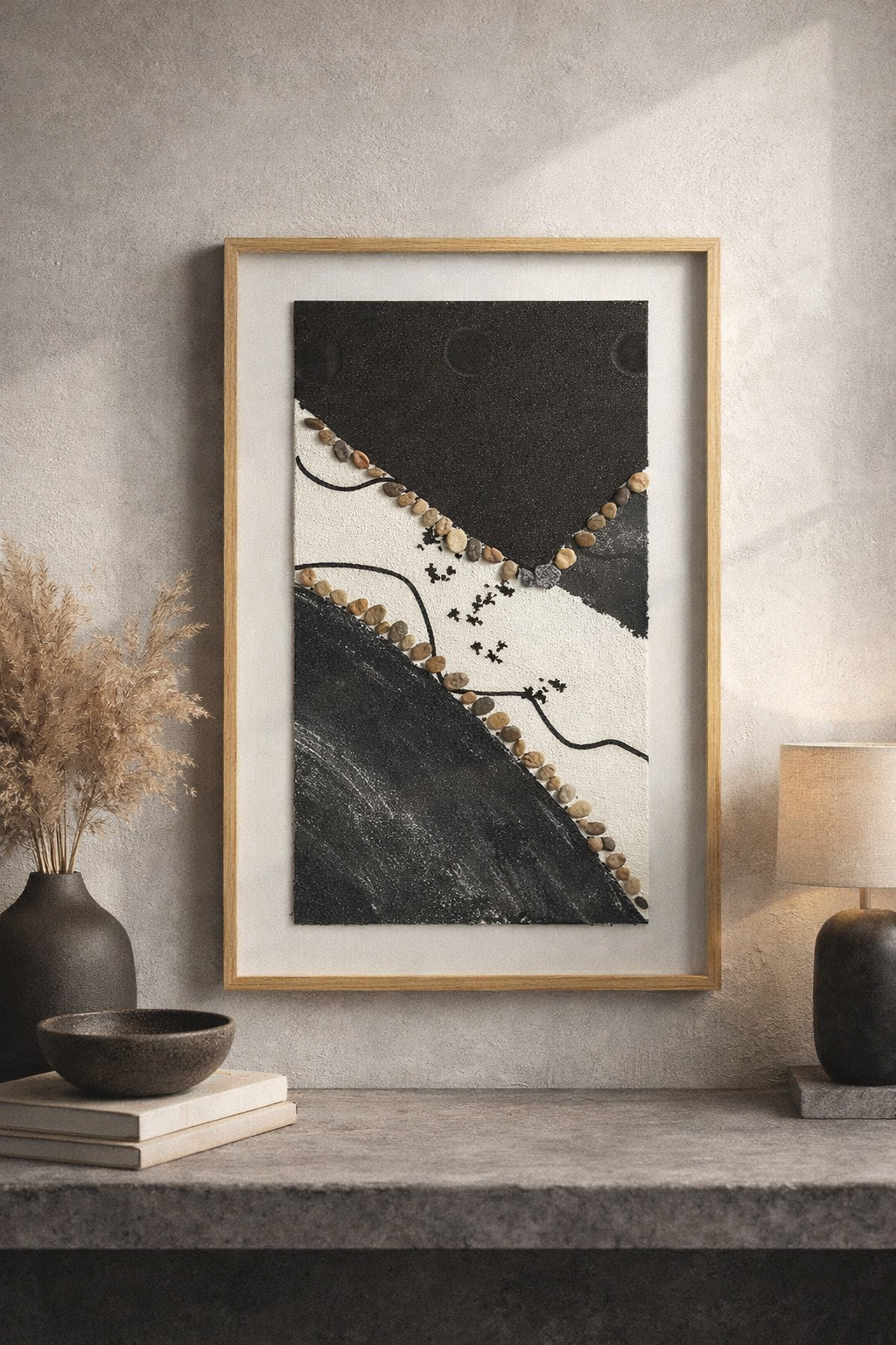 20260301_1523_Image Generation_remix_01kjmd1szpe4btwvqgvph6btwv Minimal Pebble Pattern Modern Wall Art - Image 1