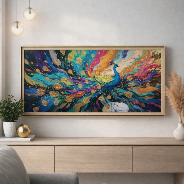 Colorful Peacock Panorama Wall Art