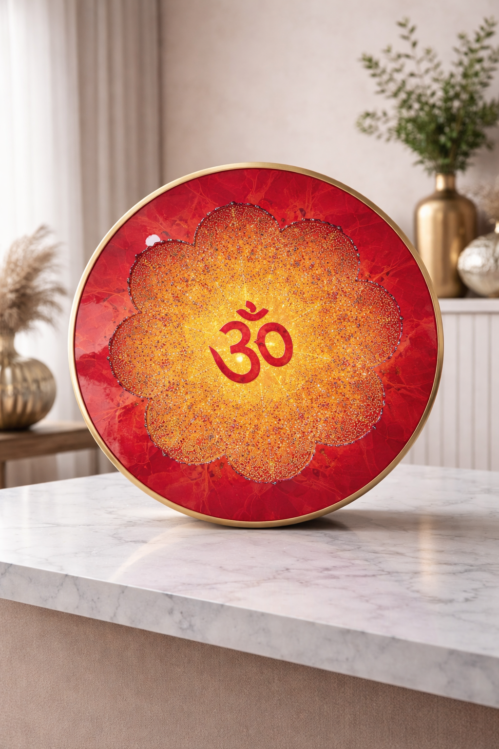 20260301_1527_Image Generation_remix_01kjmd8s6vfe1tpmdwmy485f3n Om Spiritual Decorative Wall Plate - Image 1