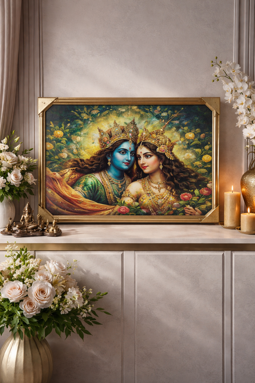 20260301_1527_Image Generation_remix_01kjmd9b38fc5ayv7g1r1fr2ea Radha Krishna Premium Spiritual Frame - Image 1