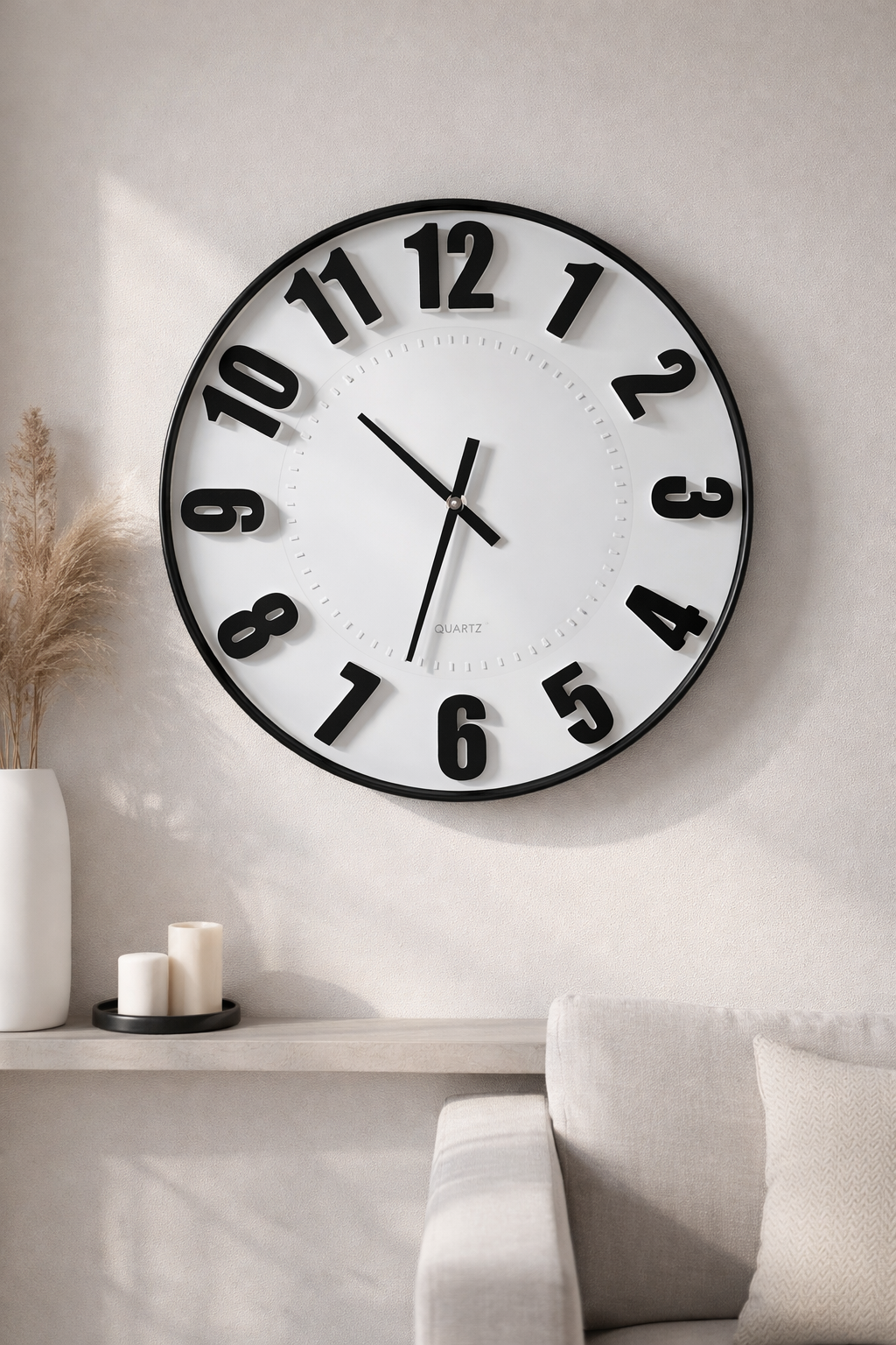 20260301_1529_Image Generation_remix_01kjmdcnwcfnrbaw3pbr0cxfb9 Minimal Black White Modern Wall Clock - Image 1