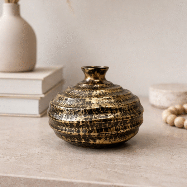 Minimal Textured Golden Table Vase