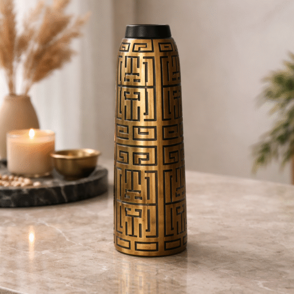 Luxury Brass Pattern Designer Bottle Vase
